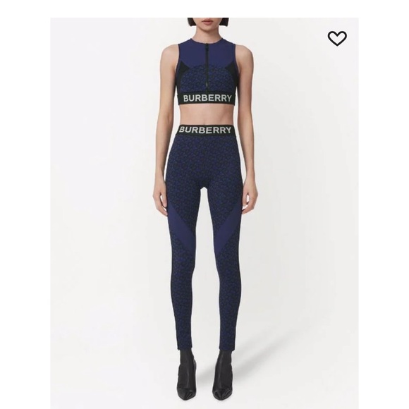 Burberry Other - TB monogram-print zip-up cropped top w/ matching pants active wear